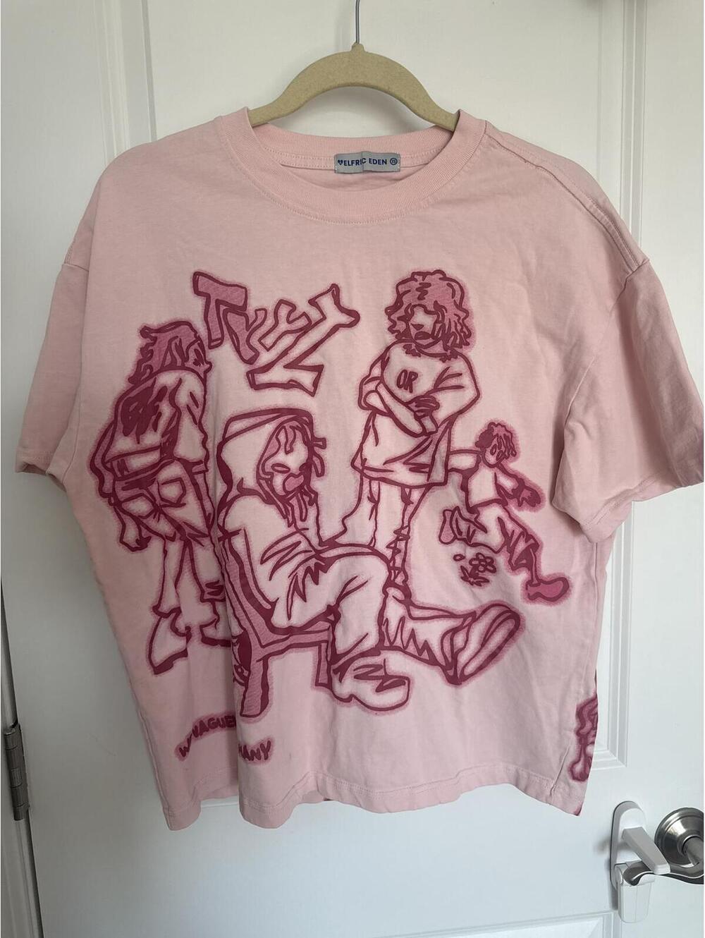 Elfric Eden Oversize Pink Graphic T-Shirt XS